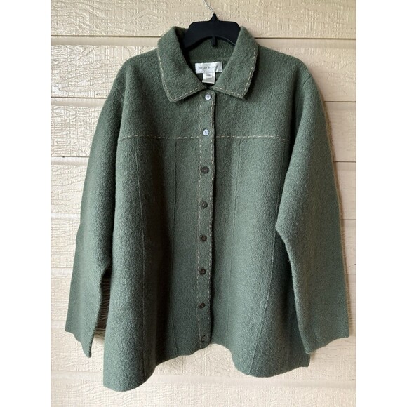 Susan Bristol womens Vintage Wool Blazer Jacket size 3X Faded Olive Green Button - Picture 1 of 4